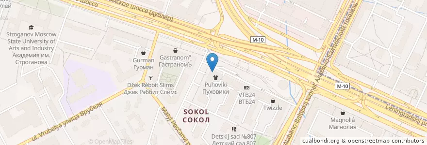 Mapa de ubicacion de Котлета en Rússia, Distrito Federal Central, Москва, Северный Административный Округ, Район Сокол.