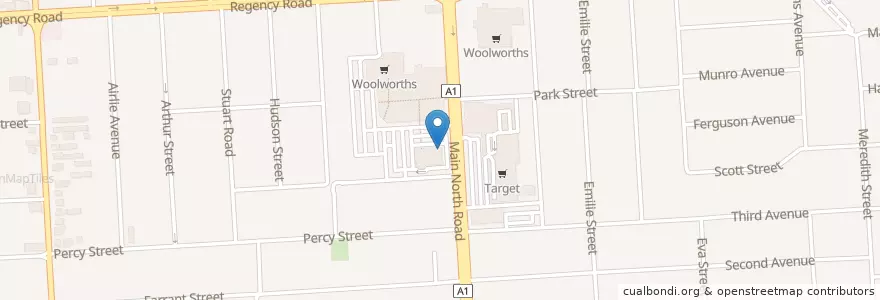 Mapa de ubicacion de Pizza Hut en Australia, Australia Meridionale, Adelaide, City Of Port Adelaide Enfield, City Of Prospect.