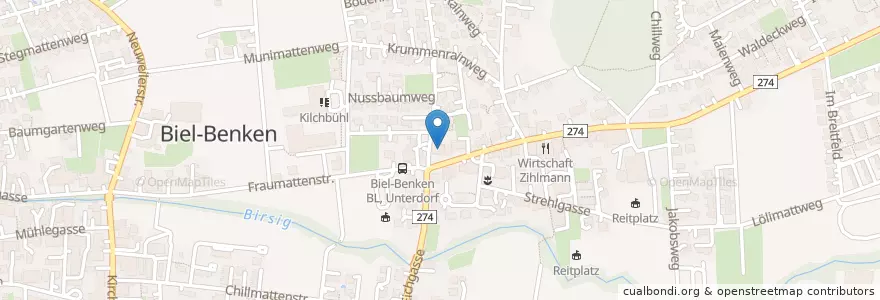 Mapa de ubicacion de Zum Brunne en Suiza, Basilea-Campiña, Bezirk Arlesheim, Biel-Benken.