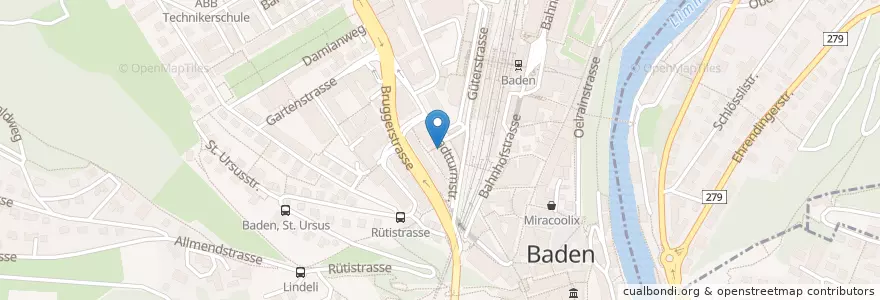 Mapa de ubicacion de Mira en 스위스, Aargau, Bezirk Baden, Baden.