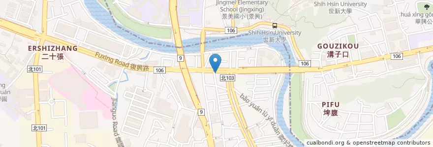 Mapa de ubicacion de 大眾黑白切 en 臺灣, 新北市, 文山區, 新店區.