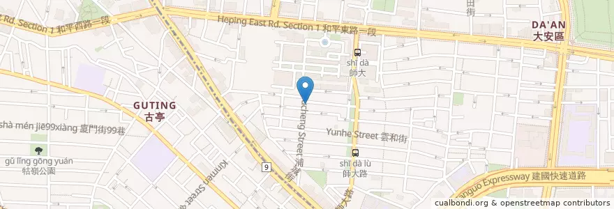 Mapa de ubicacion de 瑪丘墨式餅舖 en تايوان, تايبيه الجديدة, تايبيه, 大安區.
