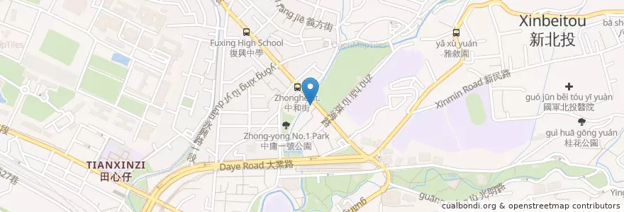 Mapa de ubicacion de 長老教會北投教會 en 타이완, 신베이 시, 타이베이시, 베이터우 구.