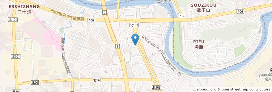 Mapa de ubicacion de 香祥海鮮店 en 타이완, 신베이 시, 원산 구, 신뎬 구.
