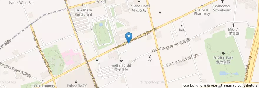 Mapa de ubicacion de Starbucks en China, Shanghai, Huangpu District.