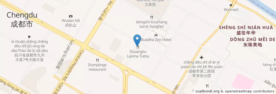 Mapa de ubicacion de 双流老妈兔头 en China, Sichuan, 成都市, 青羊区, 草市街街道.