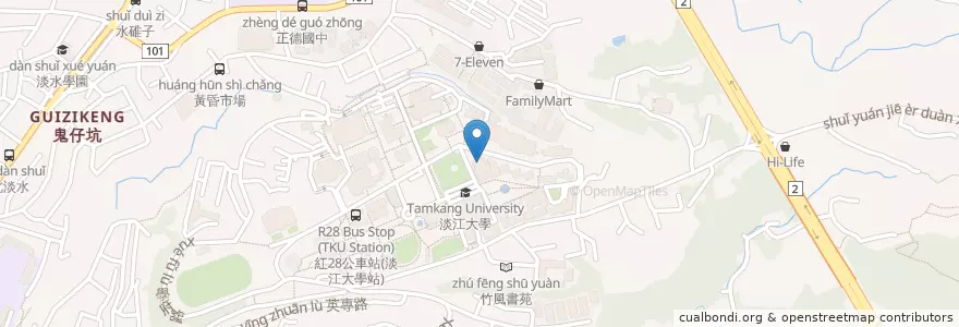 Mapa de ubicacion de 文錙音樂廳 en Taiwan, New Taipei, Tamsui District.
