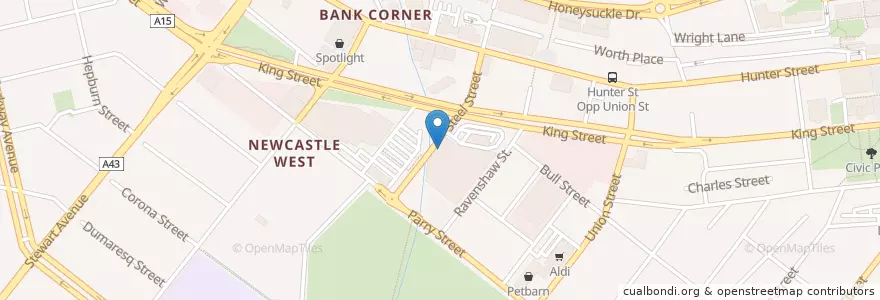 Mapa de ubicacion de Greater Bank en Australia, New South Wales, Newcastle City Council, Newcastle-Maitland.
