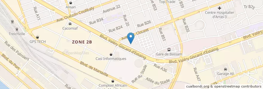 Mapa de ubicacion de ETGE Center en Côte D’Ivoire, Abidjan, Treichville.