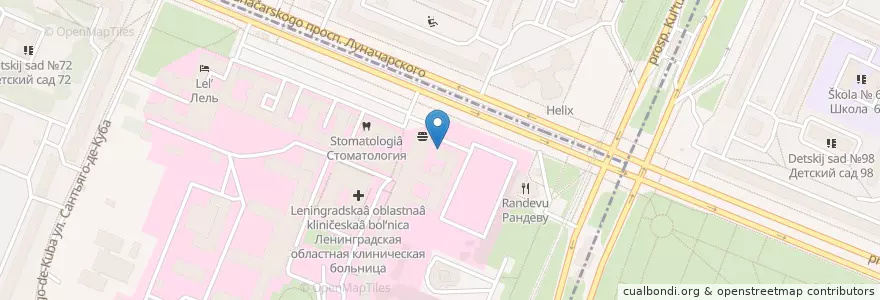 Mapa de ubicacion de Отделение физиотерапии en Russia, Северо-Западный Федеральный Округ, Oblast' Di Leningrado, San Pietroburgo, Выборгский Район, Округ Сосновское.