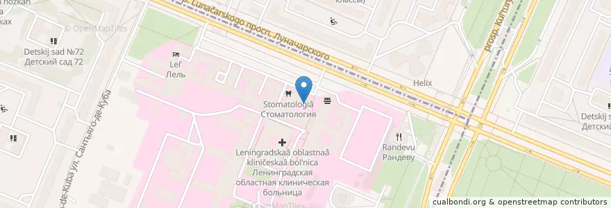 Mapa de ubicacion de Педиатрическое отделение en Russie, District Fédéral Du Nord-Ouest, Oblast De Léningrad, Saint-Pétersbourg, Выборгский Район, Округ Сосновское.