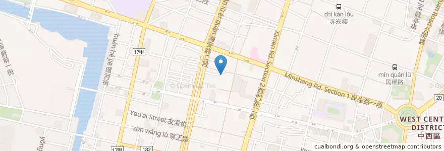 Mapa de ubicacion de 小滿食堂 en 臺灣, 臺南市, 中西區.