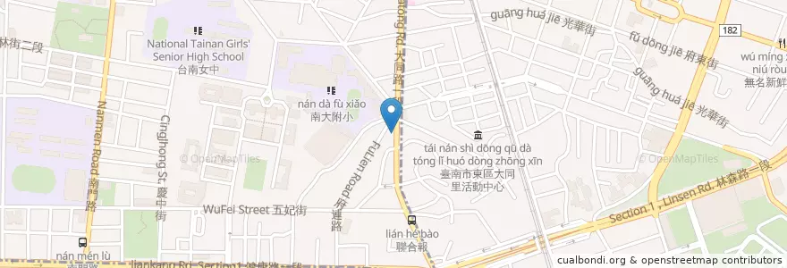 Mapa de ubicacion de 信義小吃部 炒鱔魚專家 en Tayvan, 臺南市, 中西區.