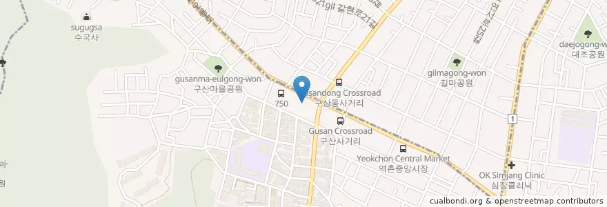 Mapa de ubicacion de 새마을금고 제1 구산동 지점 (Community Credit first branch Gusan-dong) en Республика Корея, Сеул, 은평구, 구산동.