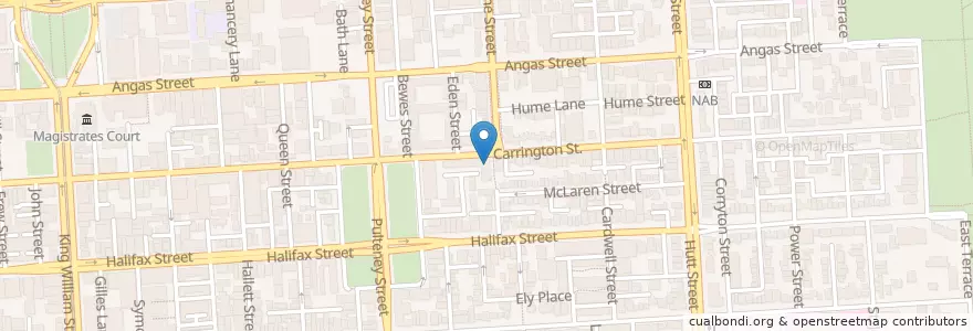 Mapa de ubicacion de The Box Factory en Avustralya, South Australia, Adelaide, Adelaide City Council.