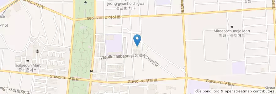 Mapa de ubicacion de 간석1동 주민센터 en Республика Корея, Инчхон, 남동구, 간석동.
