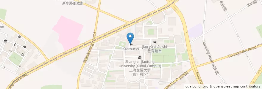 Mapa de ubicacion de Starbucks en China, Shanghai, Xuhui.