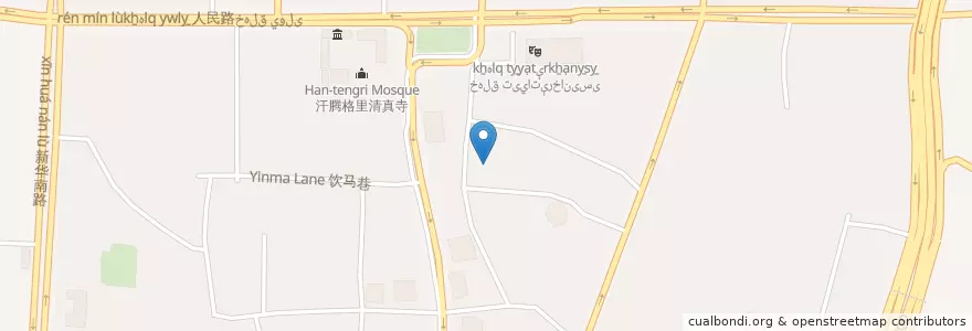 Mapa de ubicacion de Shanxi Mosque شەنشى مەسچىتى en Китай, Синьцзян-Уйгурский Автономный Район, Урумчи, 天山区 تەڭرىتاغ رايونى, 解放南路街道.