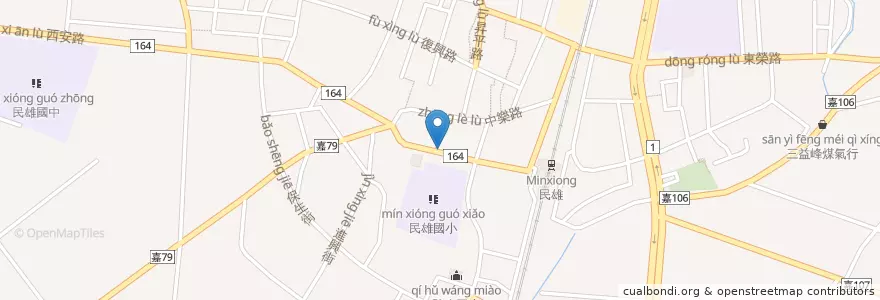Mapa de ubicacion de 何振庚耳鼻喉科診所;京城商業銀行 en 台湾, 台湾省, 嘉義県, 民雄郷.