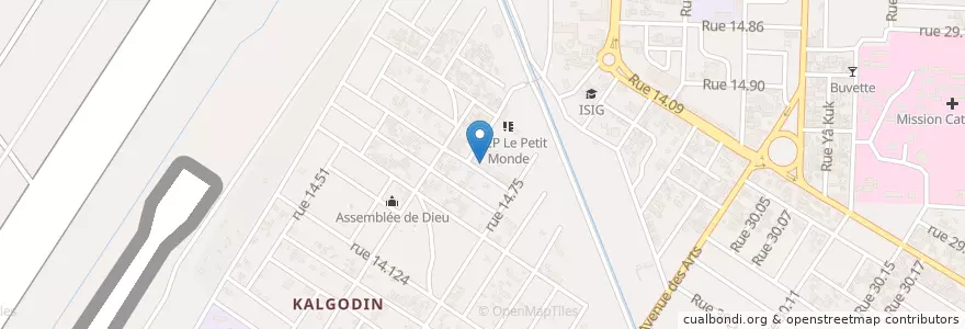Mapa de ubicacion de Le Petit Monde en ブルキナファソ, Centre, Kadiogo, ワガドゥグー.