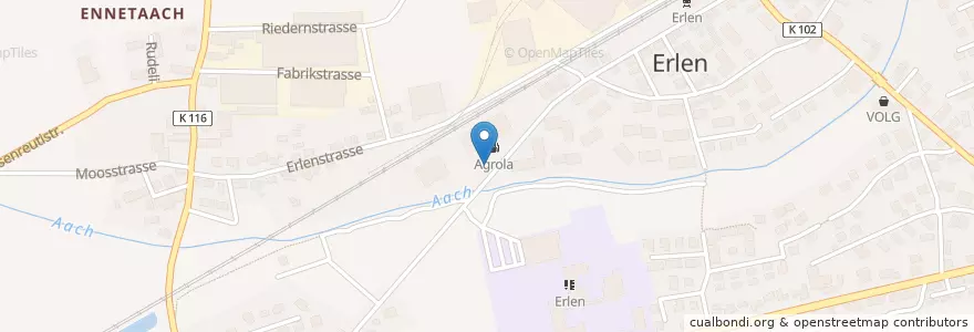 Mapa de ubicacion de Agrola en İsviçre, Thurgau, Bezirk Weinfelden, Erlen.