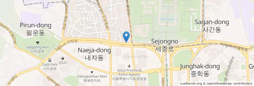 Mapa de ubicacion de 경복궁역 4번출구 뒤 en Güney Kore, Seul, 종로구, 사직동.
