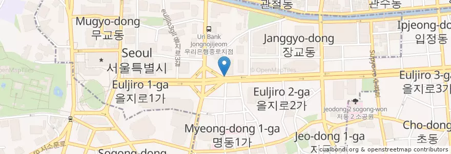 Mapa de ubicacion de 을지로입구역 4번출구 앞 en Corée Du Sud, Séoul, 명동.