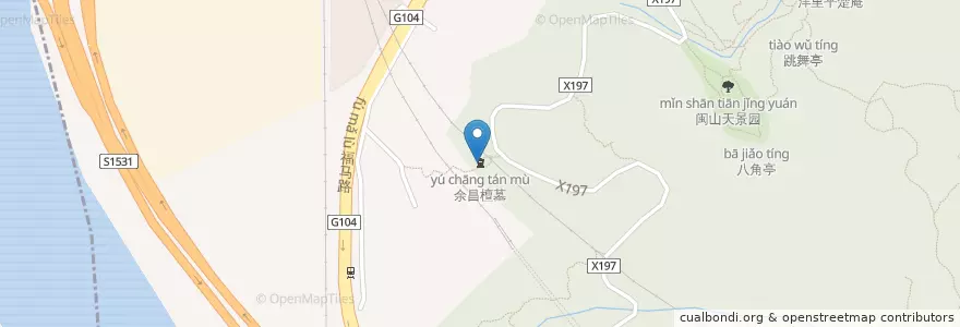 Mapa de ubicacion de 余昌檀墓 en 中国, 福建省, 福州市, 晋安区, 鼓山镇.