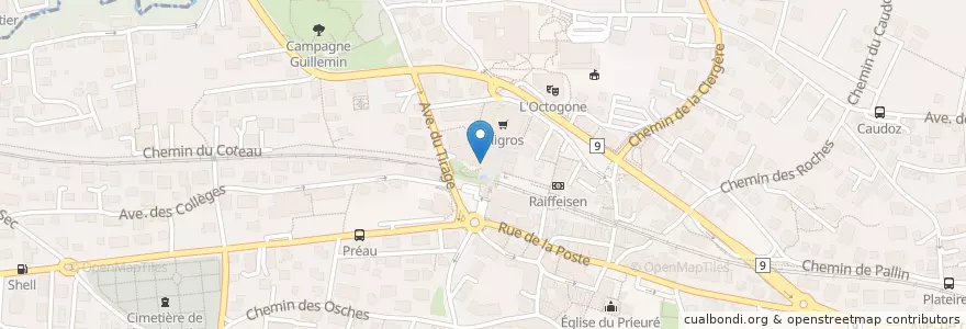 Mapa de ubicacion de Pully Gare en スイス, Vaud, District De Lavaux-Oron, Pully.
