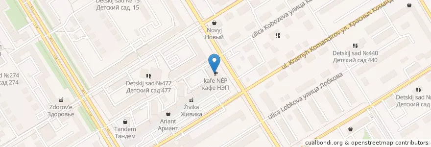 Mapa de ubicacion de кафе НЭП en روسيا, منطقة فيدرالية أورالية, أوبلاست سفردلوفسك, بلدية يكاترينبورغ.
