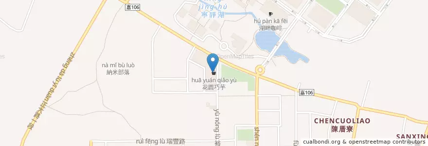 Mapa de ubicacion de 花圓巧芋 en Taiwan, Taiwan, Landkreis Chiayi, Minxiong.