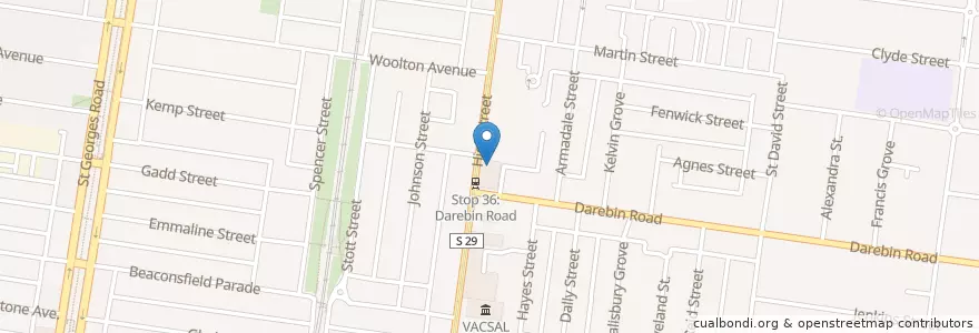 Mapa de ubicacion de Lentil As Anything en استرالیا, Victoria, City Of Darebin.