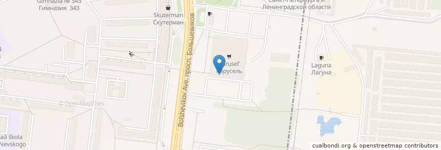 Mapa de ubicacion de Burger King en Russia, Northwestern Federal District, Leningrad Oblast, Saint Petersburg, Nevsky District, Округ № 54.