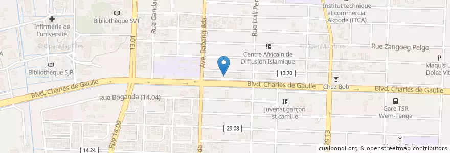 Mapa de ubicacion de Restaurant Wendsom en Burkina Faso, Centre, Kadiogo, Ouagadougou.