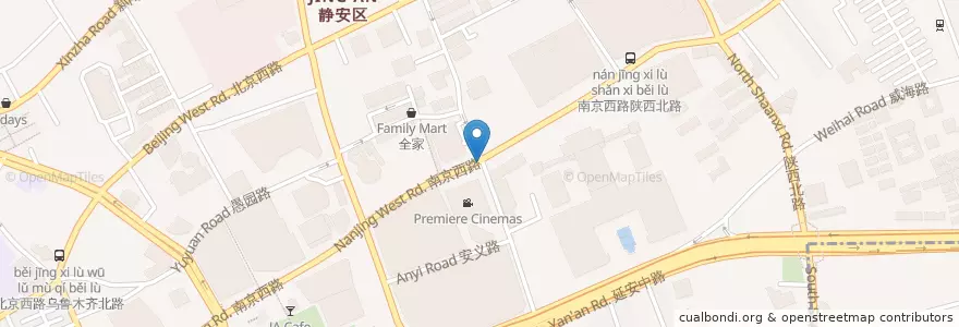 Mapa de ubicacion de 邮政信筒 en 中国, 上海市, 静安区.