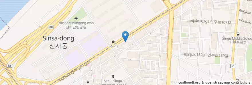 Mapa de ubicacion de 티엘 성형외과 en 大韓民国, ソウル, 江南区, 신사동, 압구정동.