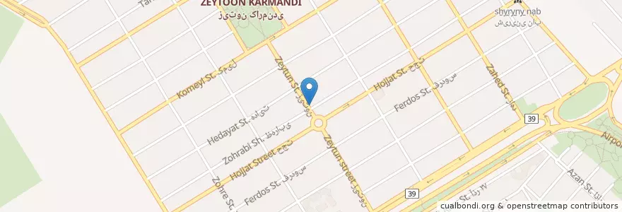 Mapa de ubicacion de فلافل نخود سیاه en Iran, استان خوزستان, شهرستان اهواز, بخش مرکزی, اهواز.