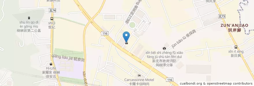 Mapa de ubicacion de 樹林中正路郵局 en Taiwan, Neu-Taipeh, Shulin.