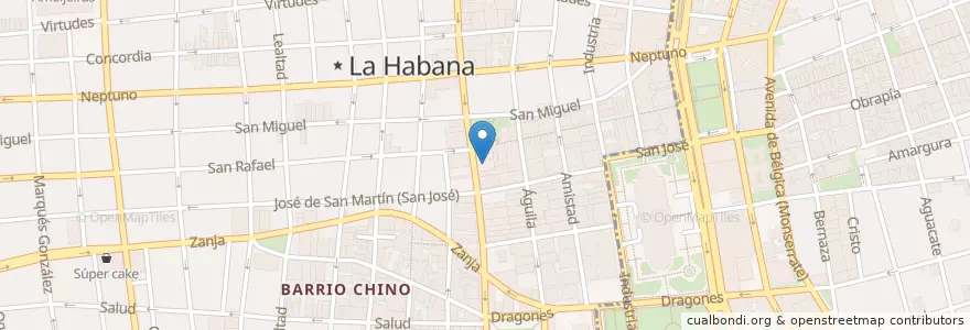 Mapa de ubicacion de Caly Café en キューバ, La Habana, Centro Habana.