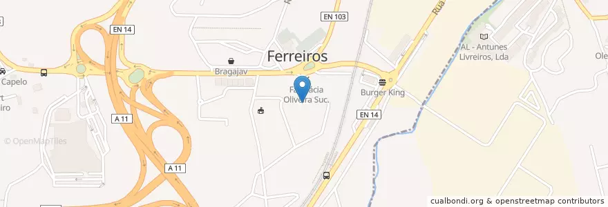 Mapa de ubicacion de Restaurante Satélite en Portugal, Norte, Braga, Cávado, Braga, Ferreiros E Gondizalves.