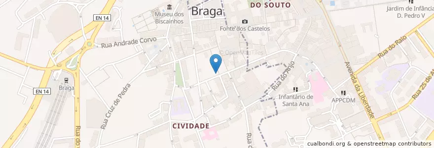 Mapa de ubicacion de La Piola en Portugal, Nord, Braga, Cávado, Braga, Maximinos, Sé E Cividade.