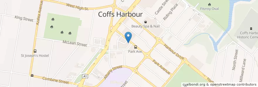 Mapa de ubicacion de Park Avenue Chemist en Australia, Nueva Gales Del Sur, Coffs Harbour City Council.