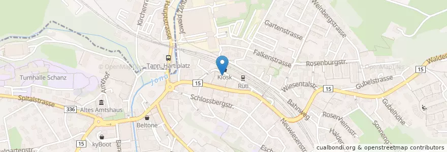 Mapa de ubicacion de Grill Bistro Bar en Швейцария, Цюрих, Bezirk Hinwil, Rüti (Zh).