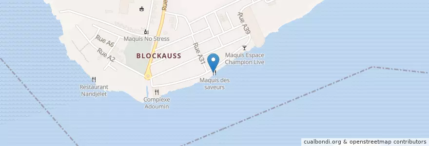 Mapa de ubicacion de Maquis des saveurs en Elfenbeinküste, Abidjan, Cocody.