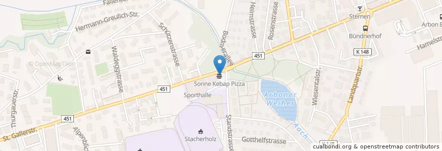 Mapa de ubicacion de Sonne Kebap Pizza en Svizzera, Turgovia, Bezirk Arbon, Arbon.