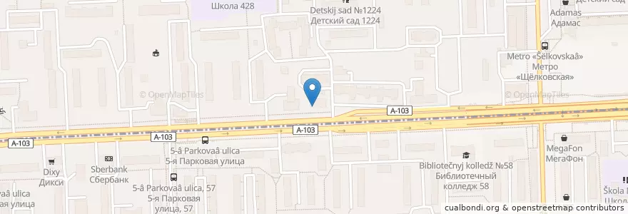 Mapa de ubicacion de Сбербанк en 俄罗斯/俄羅斯, Центральный Федеральный Округ, Москва, Восточный Административный Округ, Район Северное Измайлово.