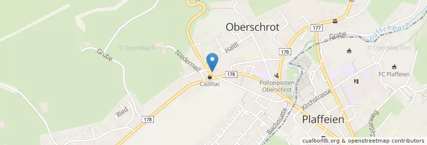 Mapa de ubicacion de Polizeiposten Oberschrot en スイス, Fribourg/Freiburg, Sensebezirk, Plaffeien.