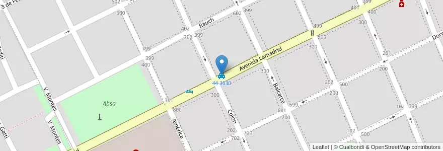 Mapa de ubicacion de 44-3030 en アルゼンチン, ブエノスアイレス州, Partido De Dolores, Dolores.