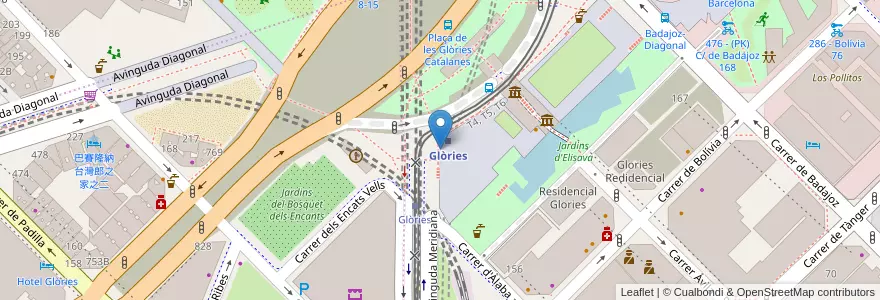 Mapa de ubicacion de 44 - Avinguda Meridiana (Metro Glòries) en Spagna, Catalunya, Barcelona, Barcelonès, Barcelona.