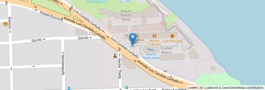 Mapa de ubicacion de 44 - Puerto Norte en アルゼンチン, サンタフェ州, Departamento Rosario, Municipio De Rosario, ロサリオ.